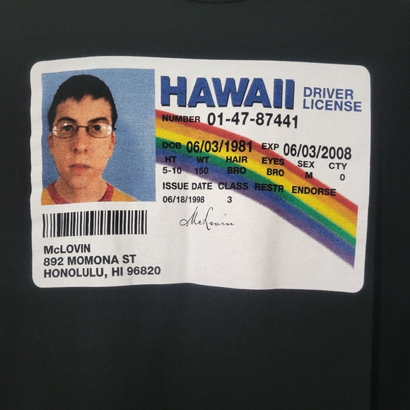 2/$25 Superbad McLovin Fake ID TShirt M EUC - Picture 2 of 6